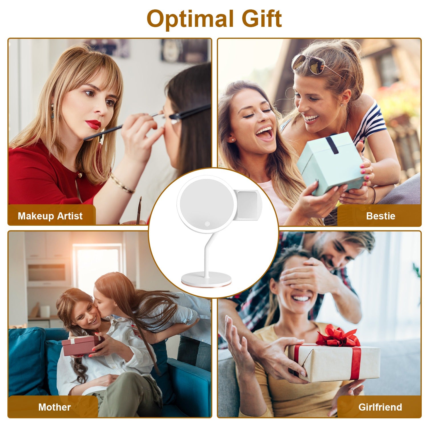 5X Magnifying Lighted Makeup Mirror with 3 Color Lights
