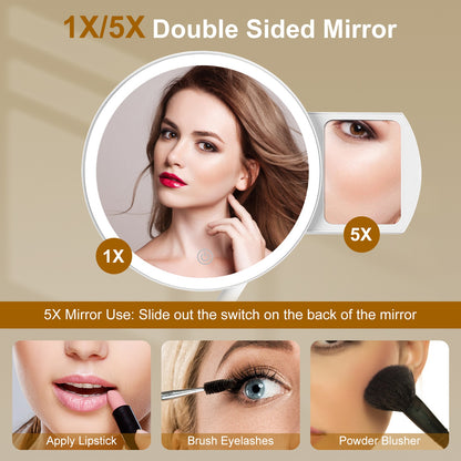 5X Magnifying Lighted Makeup Mirror with 3 Color Lights