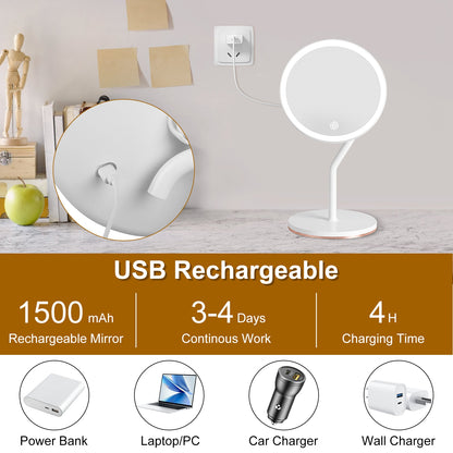 5X Magnifying Lighted Makeup Mirror with 3 Color Lights