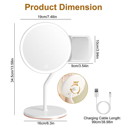 5X Magnifying Lighted Makeup Mirror with 3 Color Lights